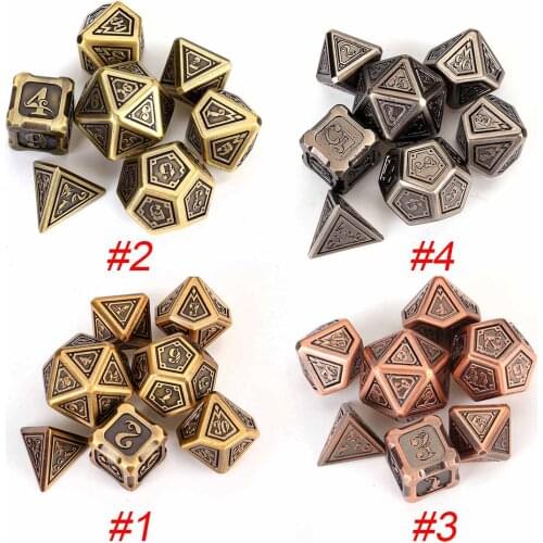 7pcs Set Zinc Alloy Metal Embossed Enamel-DnD Dice Set-Polyhedral Dice Set-RPG Dice Set for RPG MTG Role Playing Board Games