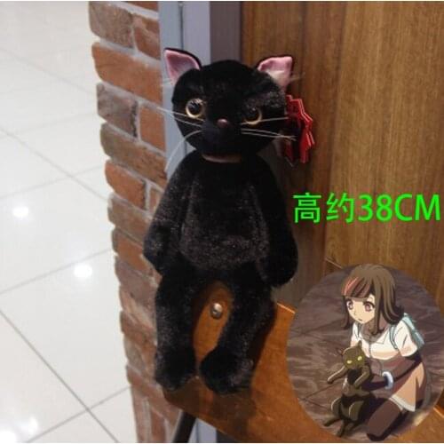 Akudama Drive Ordinary Person Black Cat Plush Stuffed Doll Toy Soft Plush Toy Halloween Carnival Costume Accessories
