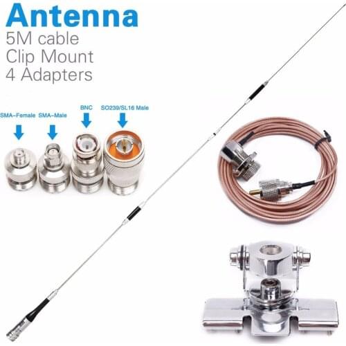 Diamond SG-7900 Dual Band Antenna+Clip Mnout +SMA-F/SMA-M/BNC/SL16 4 Adapters for Yaesu Baofeng UV-5R Walkie Talkie Mobile Radio