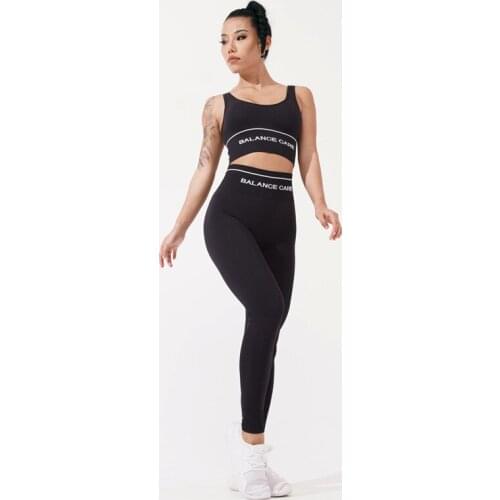 Letter Seamless Running Yoga Set Women New High Strength Quakeproof Sports Bra+ High Waist Training Leggings 2 Pcs Sports Suits