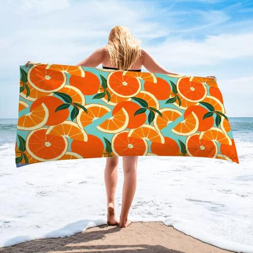 Fruit Orange Prints Large Beach Towels 200 Cm Sand Free Quick Dry Beach Towels Swimming Fitness Yoga Bath Towels for Woman