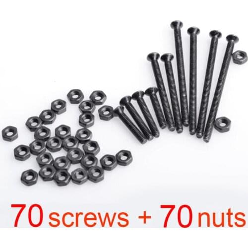 140Pcs Black Screws Nuts M2 Countersunk Head Screw Bolt For Tamiya Mini 4WD Car Model Length 6-40mm Starter Set