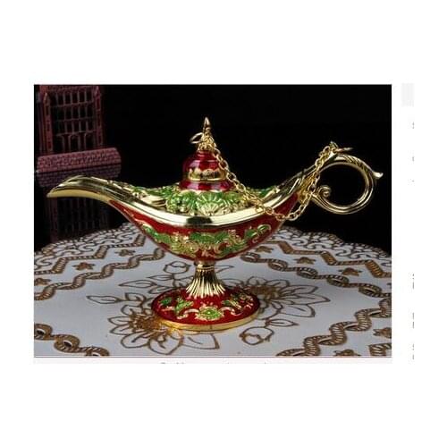 Long 15 CM Lamps craft decoration Mini Tin Alloy Metal Crafts Magic Fairy Tale Lamp Home/Desk/Office ornament