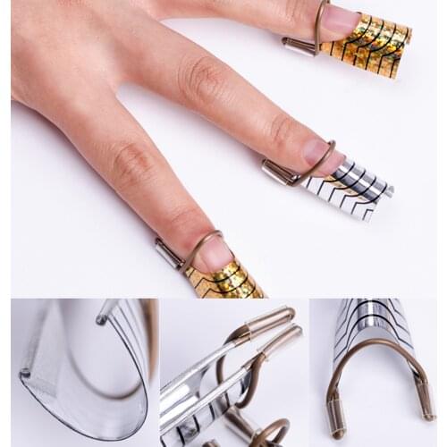 5Pcs Nail Forms C Curved Shape Nail Gel Extension Guide Nails Art Tips French Metal Mold for Builder Gel Styling Tools