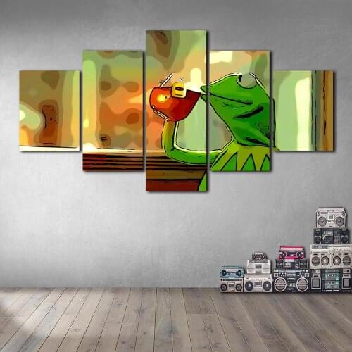 Canvas Paintings on The Wall Art Kermit The Frog Meme Posters and Prints Modern Pictures for Living Room No Frame