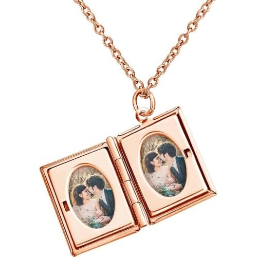 Envelope Photo Frame Necklace Stainless steel Envelope Pendant Necklace Jewelry gift for Mom Daughter