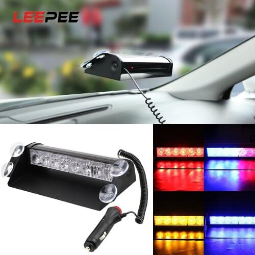 LEEPEE 8LEDs 3 Flashing Modes DC 12V LED Strobe Light Warning Light Suction Cup Signal Lamp Car Truck Emergency Flasher