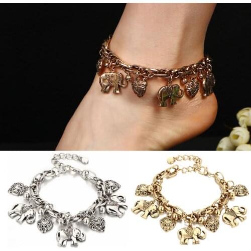 70% Hot Sell Anklet Simple Adjustable Alloy Women Elephant Pendant Anklet for Beach