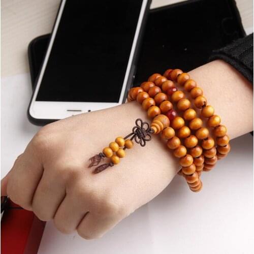 Multilayer 108 Lotus wood buddha bracelet Mala Buddha Charm Rosary Wooden Yoga Bracelet for Women Men Jewelry
