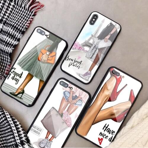 Fashion Girl Woman Tempered Glass Phone Case For iPhone 6 6plus 7 plus 8 8plus 5 5S 5C SE For iPhone X XS XR XS Max