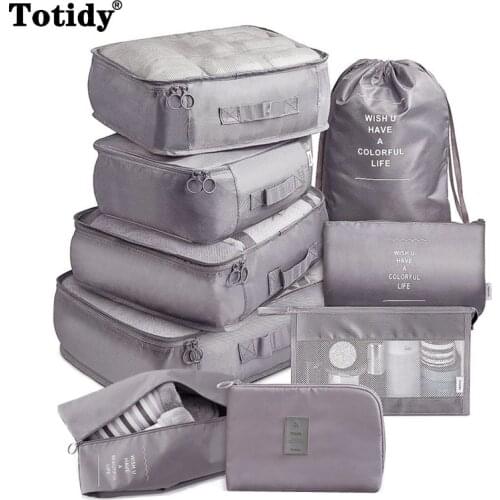 9 Pieces Set Travel Organizer Storage Bags Suitcase Packing Set Storage Cases Portable Luggage Organizer Clothes Shoe Tidy Pouch