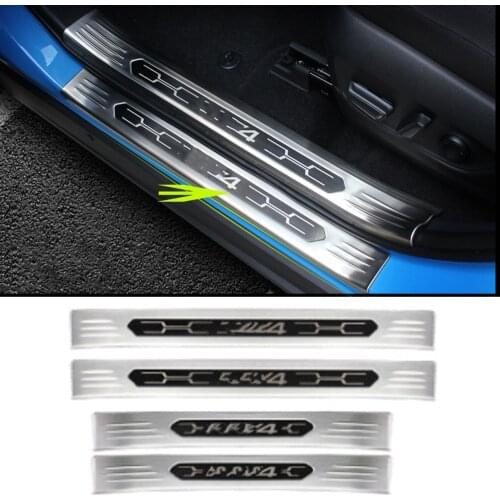 Stainless Steel Car Door External Threshold Door Sill Scuff Plate Welcome Pedal For Toyota RAV4 RAV 4 2019 2020 Accessories Trim
