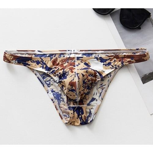 Low Waist Sexy Men Underwear Breathable Printed Briefs Male Underpants Cuecas Calzoncillos Briefs Bulge Pouch Bikini Jockstrap