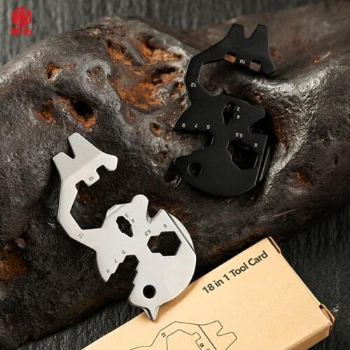 1PCS Outdoor 12 In 1 Ultra-Thin Tool EDC Portable Bottle Opener Multi-Function Fine Blanking Skull Creative Wrench