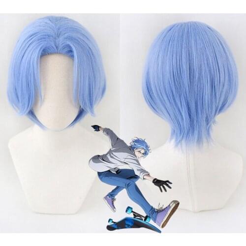 Anime SK8 the Infinity Langa Cosplay Wig SK Light Blue Short Wig Heat-resistant Fiber Hair + Wig Cap Party Role Play Men