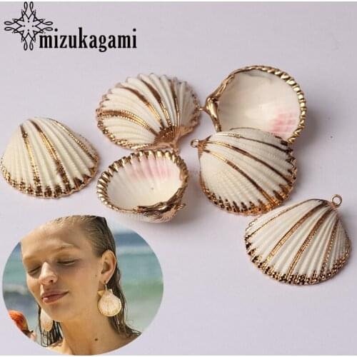 10pcs/lot Natural Shell White Conch Charms Pendant For DIY Fashion Bohemia Jewelry Earrings Making Accessories Marine Sea