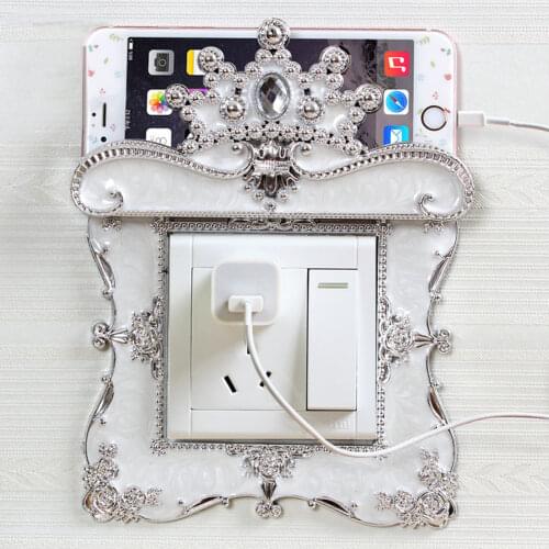 Portable Socket Decals Switch Style Luxury Square Shaped Lace Light Switch Cover Pastel Home Decor Paste Lamp Decoration 1Piece