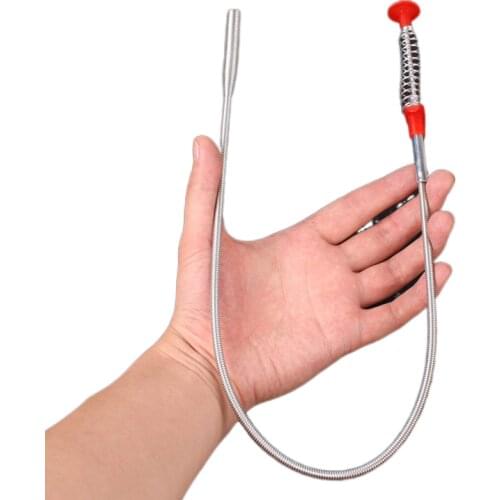 61cm Stainless steel wire brush Bendable Sewer Pipeline Dredge Sink Hair Brush metal wire Cleaner Toilet cleaning wire brush