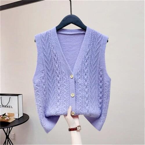 Korean Women Cardigan Buttons Casual Loose Soft Warm Sweaters Vest 2021 Autumn Winter Sleeveless Tops Coat White Black Jumper