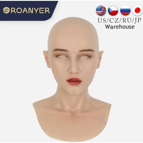 Roanyer Realistic May Mask with Neck For Crossdresser Drag Queen Shemale Costume Transgender Masken Male to Female Sexy Skin