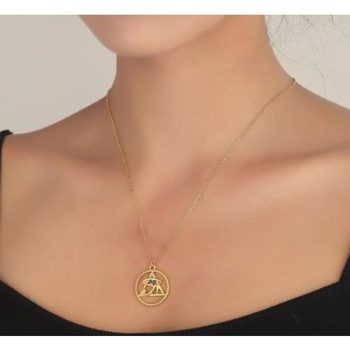 Retro Egyptian Pyramid Necklaces Evil Eye Pendant Hollowout Round Choker Religious Amulet Jewelry Gift for Mother Girlfriend