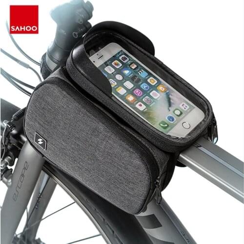 Sahoo Touch Screen Bicycle Bag Rainproof MTB Road Bike Top Front Tube Frame 6.5in Phone Bag Double Side Pannier Bike Accessoies