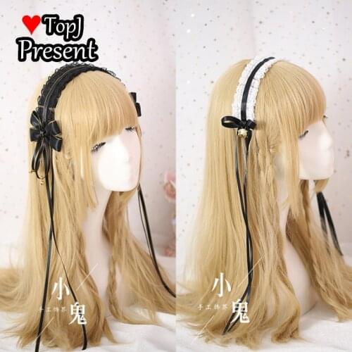 Japanese soft girl Lolita hairband white handmade lace KC hairband cartoon cute girl maid headdress Lolita cosplay accessories