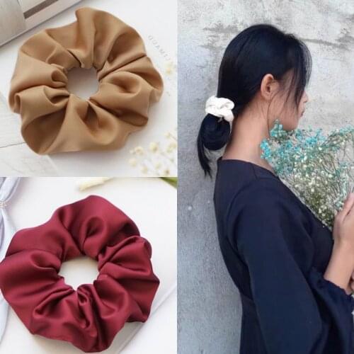Women Silk Scrunchie Elastic Handmade Multicolor Hair Band Ponytail Holder Headband Hair Accessories 1PCS Satin Silk Solid Color