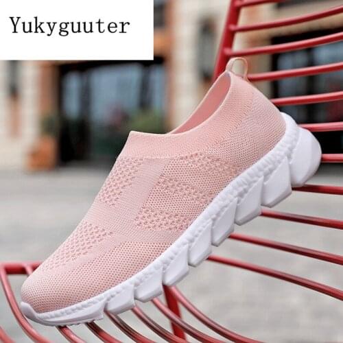 Woman Sports Running Shoes Flats Socks Outdoor Sneakers Summer Mesh Breathable Couple Lightweight Athletic Slip On Platform