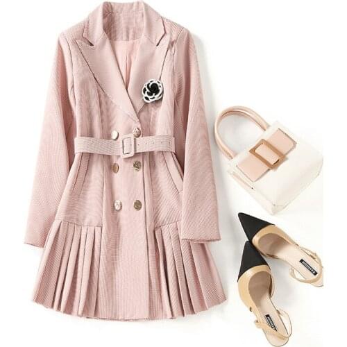 2021 spring womens new fashion temperament professional Blazer coat show thin plaid skirt long sleeve dress fashion