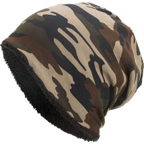 Unisex Winter Warm Baggy Beanie Hat Camouflage Faux Fleece Lined Ski Skull Cap 2XPC