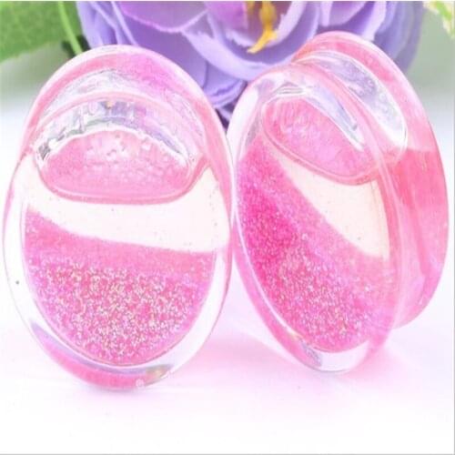 2pcs/lot Acrylic Transparent Ear Gauge Taper Pink Color Ear Plug Stretching Kits Flesh Tunnel Expansion Body Piercing Jewelry