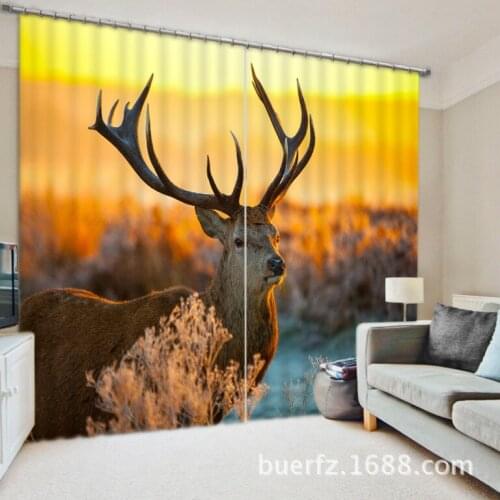 2017 Elk antelope Luxury 3D Blackout Window Curtains for kids For Bedding room Living room Hotel Drapes Cortinas Para
