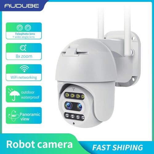 3MP IP Camera WIFI Dual-Camera Lens System PTZ Home Security Camera 10X Zoom CCTV Camera P2P Speed Dome Camera Auto Tracking