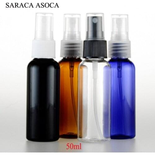 50ml Blue/Brown/Black Color Travel Transparent Plastic Perfume Atomizer Empty Spray Refillable Bottle