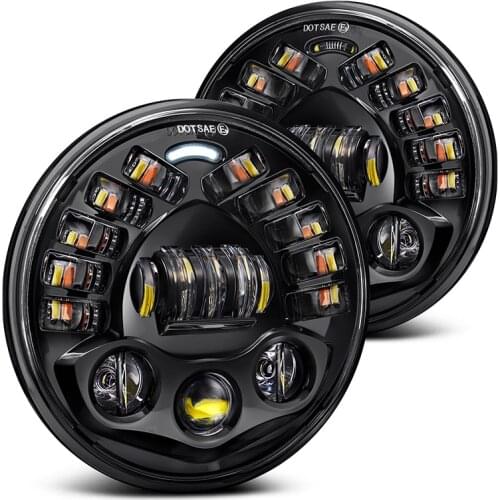 7 Inch Round LED Headlamp Automatic Turning Changes Motorcycle Headlights Fit For Harley Davidson and 1991-2013 Touring Models