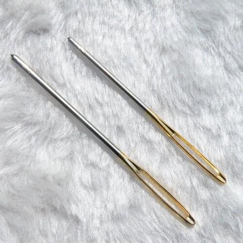 Hot 2pcs Stainless Steel Antijumper Multi-size Hand Sewing Needles DIY Darning High Thick Big Eye Self-Threading Embroidery