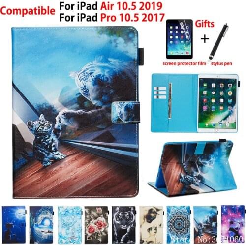 Case For iPad Air 3 10.5 2019 Smart Cover For iPad pro 10.5'' 2017 Funda Tablet Animal Pattern PU Leather Stand Shell Capa +Gift