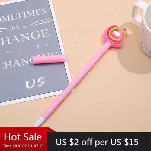 40 PCs Rainbow Cartoon Modeling Neutral Pen Soft Meng Students Write Black Office Signature Pen