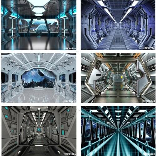 Boy Birthday Backdrops Universe Space Station Capsule Spaceship Astronaut Photography Backgrounds for Photo Studio Photozone
