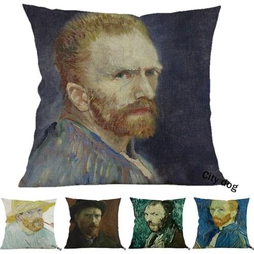 Painting art character Self-portrait of famous oil painter Cotton and linen *45*45cm square pillow Cushion cover Home sofa Decor