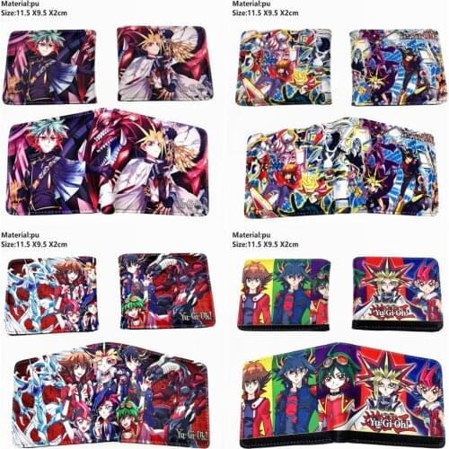Anime Duel Monsters Pu Wallet Short Zipper Bifold Law Boys Girls Coin Pocket Leather Photo Card Holder Layers Purse Gift