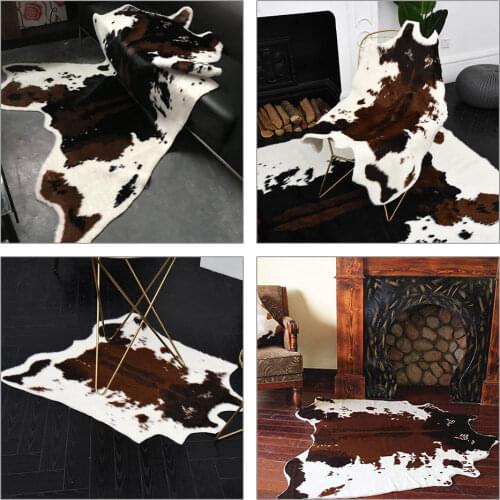 Cow Animal Printed Anti-slip Carpets for living Room Polyester for Home Decorative Hand WashMorden Cow Skin Rug mat