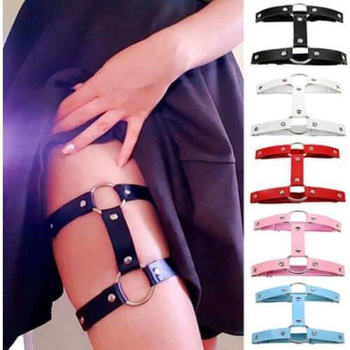 Rock Sexy Leather Love Garter Belt Elastic Leg Girl Women Harness Goth Accessories Gothic Rivet Punk Anklet Thigh Anklet