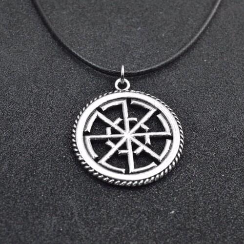 Nostalgia Slavic Kolovrat Symbol Amulets Neclaces For Women Pewter Pendant Tibetan Jewelry