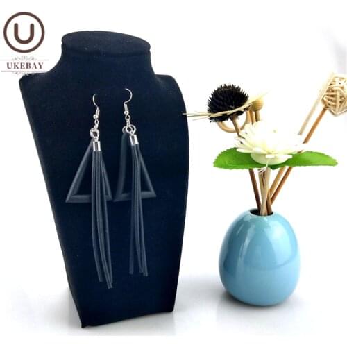 UKEBAY New Triangle Pendant Earrings Women Fashion Tassel Drop Earrings Designer Bohemia Wedding Accessories Rubber Jewelry Gift