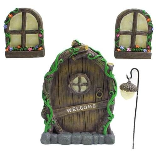 New Resin Style Luminous Doors and Windows Elf Cartoon Ornament Garden Outdoor Garden Ornament Accessories Deco Jardin Exterieur