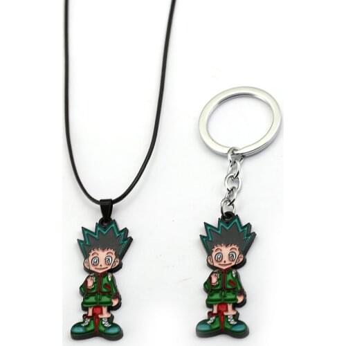 Hunter x Hunter Gon Freecss Key Chain Enamel Metal Alloy Pendant Necklace Metal Leather Chain Choker Keychain Anime Jewelry