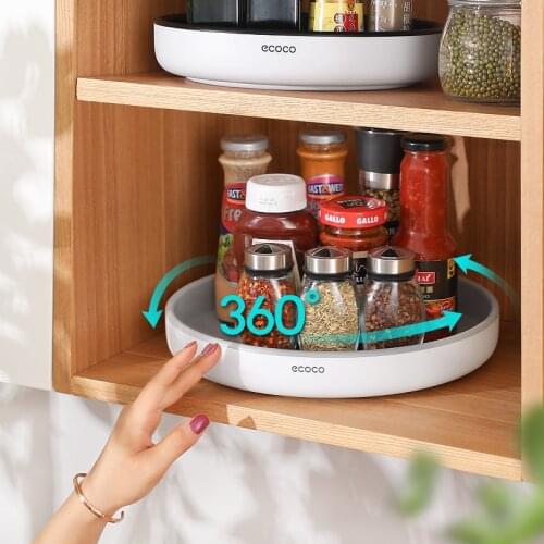 360° Rotating Shelf Multifunctional Round Seasoning Jar Cosmetic Portable Tray Non-Slip Home Kitchen Bathroom Accessories