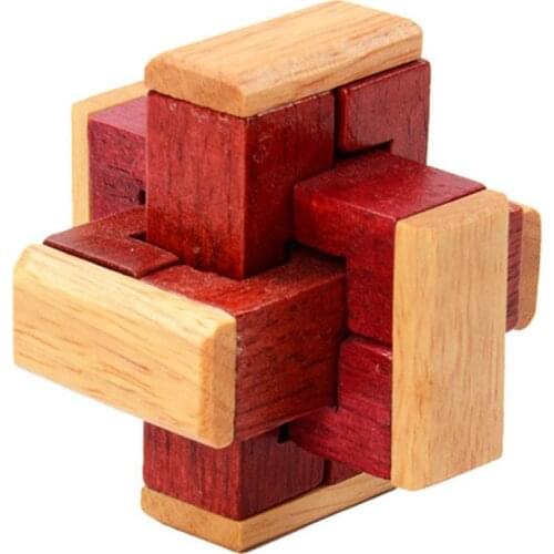 Simple 3D Wooden Puzzle Toys Game Kongming Lock Unique Classical Intellectual Cube Educational Toy Model Building Kits